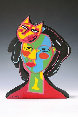 Corneille, 1922-2010, Holzskulptur, bunt gefasst, sign. und num. 46/99, H. ca. 35 cm