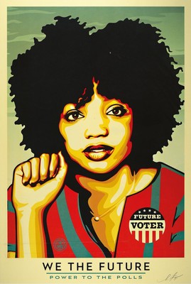 Shepard Fairy, geb. 1970, aus der Serie "We the Future", "Rise to Rewrite the Law", Offsetlitho, handsign., dat. 18, ca. 91x61 cm