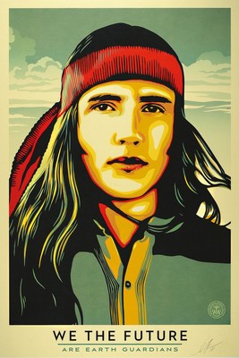 Shepard Fairey, geb. 1970, aus der Serie "We the Future", "Are Earth Guardians", Offsetlitho, handsign., dat. 18, ca. 91x61 cm
