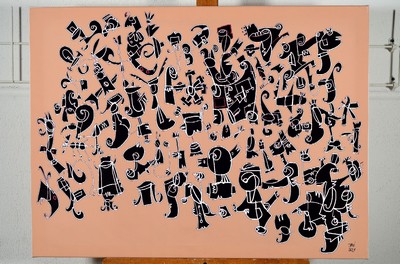 Javier de la Poza, "Tribal", verso sign., dat., ca. 60x80 cm
