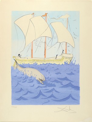 Salvador Dali, 1904-1989, Zebulun, Kaltnadelradierung mit Pochoir aus der Serie Die zwölf Stämme Israels von 1973, handsign. und num. G 26/195, ca. ...