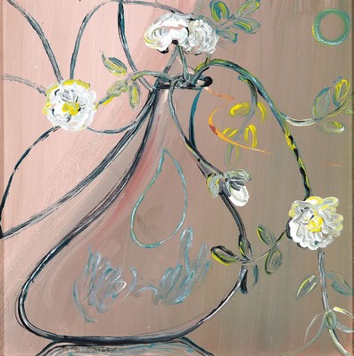 Maria Theresia Ströbel, geb. 1925 Fürstenstein, Vase mit Blumen, Acryl auf Hartfaser, ca. 32x32cm, R. ca. 39x39cm