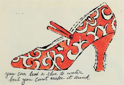 Andy Warhol, 1928 Pittsburgh-1987 New York, Farblithographie aus der Serie Shoes, High Heels I, You can lead a shoe to water, but you can't make ...
