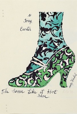 Andy Warhol, 1928 Pittsburgh-1987 New York, Farblithographie aus der Serie Shoes, To Tony Curtis The some like it hot shoe, wurde als Werbemittel ...