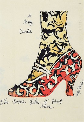 Andy Warhol, 1928 Pittsburgh-1987 New York, Farblithographie aus der Serie Shoes, To Tony Curtis The some like it hot shoe, wurde als Werbemittel ...