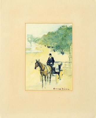 Otto Dill, 1884 Neustadt a.d. Weinstraße-1957 Bad Dürkheim, Kutsche in Parklandschaft, Aquarell auf Papier, rechts unten signiert, ca. 15.5x11.5cm, ...
