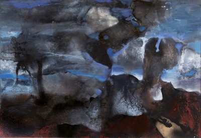 Horst Schwab, 1935 Kirchheimbolanden - 2017 Kusel, "Abstract Landscape", after -tachist style, mixed media on paper, signed and dated 72, ...