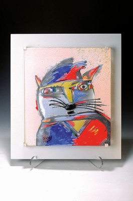 Rosenthal Glas-Objekt "Hermes" von Otmar Alt, signiert und num. 100/500, ca. 34x30cm, mit Halterung, Orig. Holzbox und Zertifikat