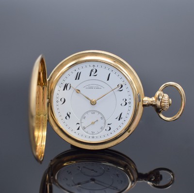 DEUTSCHE UHRENFABRIKATION GLASHÜTTE A. LANGE & SÖHNE Herrensavonette in RoséG 585/000, Deutschland verk. lt. beil. Zertifikat von 2001 03/1921, ...