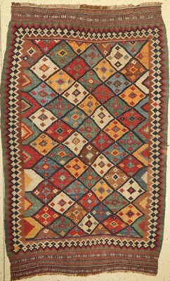 Ghaschgai Kelim antik, Persien, um 1900, Wolle auf Wolle, ca. 240 x 150 cm, EHZ: 3
