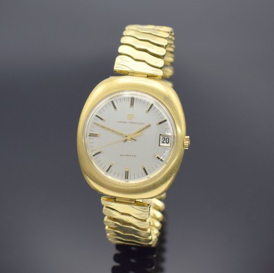 GIRARD PERREGAUX seltene Herrenarmbanduhr in GG 750/000 Referenz 9444 an GG 585/000 Elasto-Fixo Band, Schweiz um 1973, massives Geh., Boden verschr., ...