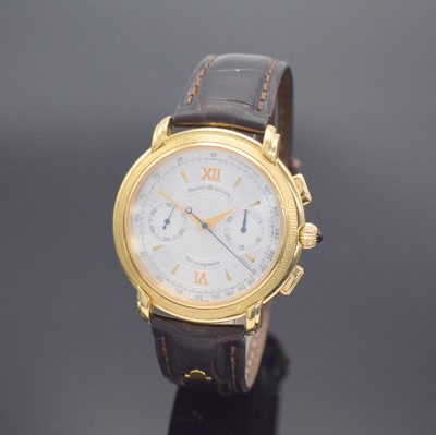 MAURICE LACROIX auf 425 Stück limitierter Armbandchronograph in GG 750/000 Referenz 99544, Schweiz um 2000, Handaufzug, beids. vergl. Geh., Boden ...
