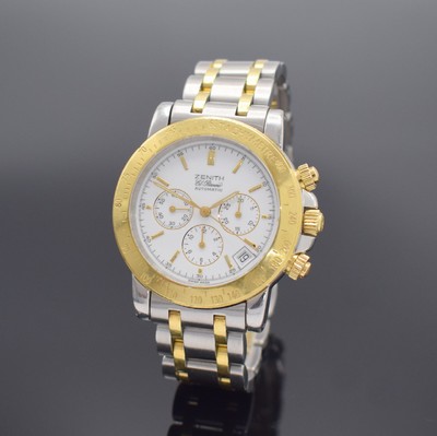 ZENITH El Primero Rainbow Herrenchronograph in Stahl/Gold Referenz 53-0360-400, Schweiz um 2000, Automatik, Boden, Krone & Drücker verschr., orig. ...