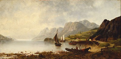 J. Rollin: Synonym Karl Kaufmanns, 1843 Neuplachowitz - 1905 Wien, Studium an der Akademie Wien, idealisierte Flusslandschaft, bewegte ...