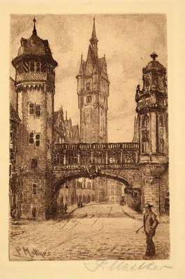 Paul Matthes, 1872 Königsberg - 1956 Bergholz -Rheinbrücke, "Alt-Frankfurt", Mappe mit 10 Originalgraphiken, Verlag H.Trittler FFM, ...