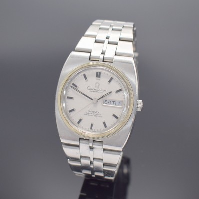 OMEGA Constellation Chronometer Herrenarmbanduhr in Stahl, Schweiz um 1969, Automatik, Ref. 168.045 - 368.845, Boden mit Sternwarte-Symbolik ...