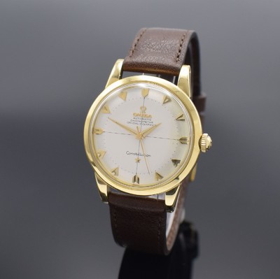 OMEGA Seamaster großes Herrenchronometer in GG 750/000 Referenz 2521SC, Schweiz um 1952, Hammerautomatik, Boden verschr., silb. Duoton-Zifferbl. ...