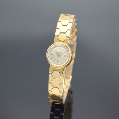 GRUEN Damenarmbanduhr in RoséG 750/000, Schweiz um 1960, Handaufzug, aufgedr. Boden dell., silb. Zifferbl. rest., gold. Zeiger & Ind., Kal. 278C, 17 ...