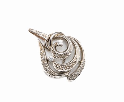 14 kt Gold Diamant-Anhänger, WG 585/000, Brillant und 8/8-Diamanten zus. ca. 0.08 ct Weiß/si-p1, total ca. 2.4 g, L. ca. 2.5 cm