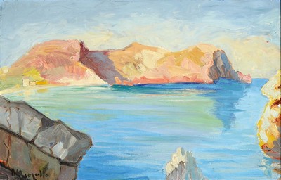 Angelo Marzullo, zeitgen. Künstler aus Sizilien, ansässig in München, Landschaft an der Amalfiküste, Öl/Malkarton, links unten signiert, ca. ...