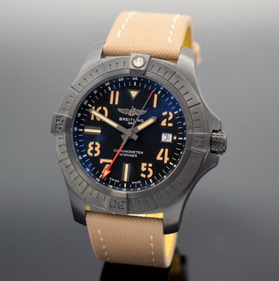 BREITLING GMT 45 Chronometer Avenger Night Mission sehr gut erhaltene Herrenarmbanduhr Referenz V32395, Schweiz 2020, Automatik, verschr. Gehäuse in ...