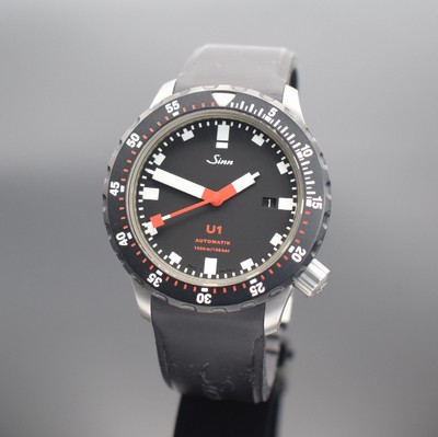 SINN U1 Herrenarmbanduhr in Stahl Referenz 1010.040, Deutschland verk. lt. beil. Pap. 01/2012, Automatik, U-Boot-Stahlgeh. inkl. orig. Kautschukband, ...
