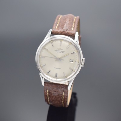 MOVADO Kingmatic Chronometer Herrenarmbanduhr , Schweiz um 1965, Automatik, Sub-Sea Geh. in Stahl m. verschr. Boden, schönes silb. Zifferbl. m. ...