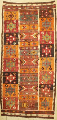 Shahsawan Kelim, Persien, um 1900, Wolle auf Wolle, ca. 370 x 180 cm, EHZ: 1-2