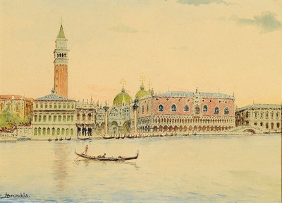 Antonietta Brandeis (Antonie Brandeisova), 1849 Galazien-1910 Venedig, Ansicht aus Venedig, Aquarell auf Papier, links unten signiert, ca. 26x36cm, ...