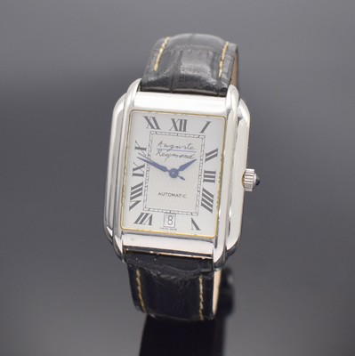 AUGUSTE REYMOND Herrenarmbanduhr in Stahl, Schweiz um 2000, TCM-Edition, gestuftes Edel- stahlgeh. beids. vergl., Boden aufgedr., Schmuckkrone, silb. ...