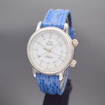 PIERRE CHATELAIN Reveil Herrenarmbanduhr mit Wecker, Schweiz um 2000, Handaufzug, Boden 4-fach verschr., Krone b. 4 f. Zeigerstellung, Krone b. 2 f. ...