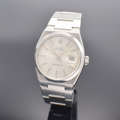 ROLEX Oysterquartz Datejust seltene Herrenarmbanduhr in Edelstahl Referenz 17000, Schweiz um 1978, Edelstahlband m. Faltschl., Boden & Krone geschr., ...