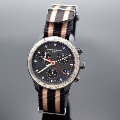 PORSCHE DESIGN PAT / ETERNA Herrenarmbanduhr mit Chronograph Referenz 6610.14, Schweiz um 2000, quarz, z. T. geschw. Titan/Aluminium- Gehäuse, Krone ...