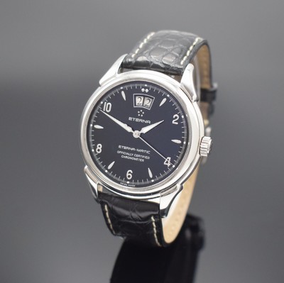 ETERNA-MATIC 1948 Herrenchronometer mit Großdatum in Stahl Referenz 8425.41, Schweiz um 2005, Automatik, beids. vergl. Geh., Boden aufgedr., ...