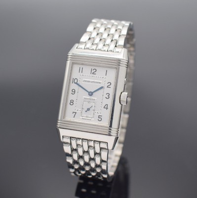 Jaeger-LeCoultre Reverso Duoface Herrenarmbanduhr in Edelstahl Ref. 270.8.54, Schweiz um 2000, Handaufzug, Wendegehäuse, Gliederband m. dopp. ...