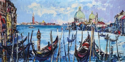 Georg Günther Zeuner, 1923 Dresden-2011 Speyer, Studium an der Akademie Dresden, hier: Ansicht aus Venedig, Öl/Lwd, rechts unten signiert und dat. ...