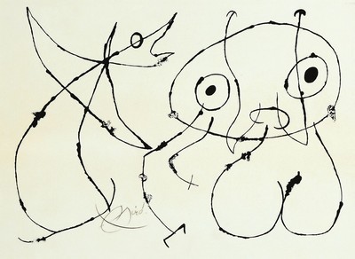 Joan Miro, 1893 Barcelona - 1983 Palma, Lithographie, Couverture der Mappe " Le lezardaux plumes d'or" (Paris 1971), handsigniert, ...