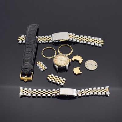 ROLEX großes Konvolut, Schweiz aus verschiedenen Zeiten, 1) 2 Bandelemente in GG 750/000 (1x Ohne Stift, 1x Ohne Schraube), B. ca. 12 & 16 mm, 3 ...