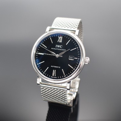 IWC Herrenarmbanduhr Portofino Referenz 3565, Automatik, Schweiz um 2020, Edelstahlgeh. inkl. orig. Mesh-Band m. Faltschl., Boden 6-fach verschr., ...