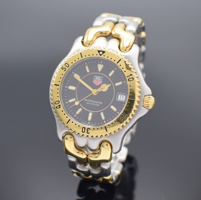 TAG HEUER Professional Referenz WG1120, Schweiz um 1990, quarz, z. T. verg. Edelstahlgeh. inkl. Gliederband m. Faltschl., Boden & Krone verschr., ab ...