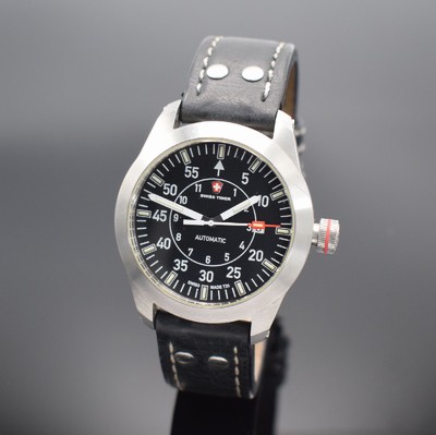 SWISS TIMER auf 500 Stück limitierte Armbanduhr Referenz 328.65, Automatik, Schweiz um 2015, Edelstahlgeh. inkl. Lederbandm. Dornschl., beids. ...