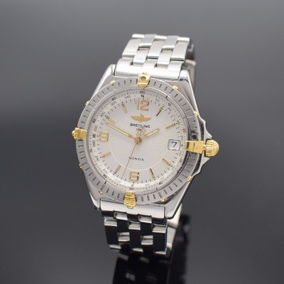 BREITLING Mediumarmbanduhr Modellserie Wings Referenz B10050,Schweiz um 1999, Automatik, Edelstahlgeh. inkl. Gliederband m. Faltschl., Krone & Reiter ...