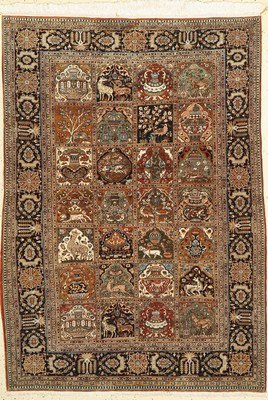 Ghom Seide alt, Persien, um 1950, reine Naturseide, ca. 160 x 114 cm, EHZ: 2-3