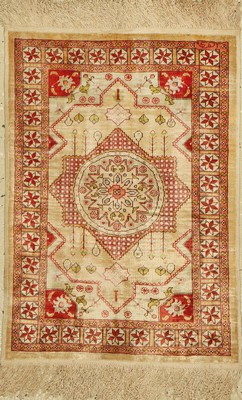 Hereke Seide, signiert, Türkei, ca. 60 Jahre, reine Naturseide, ca. 64 x 44 cm, EHZ: 2