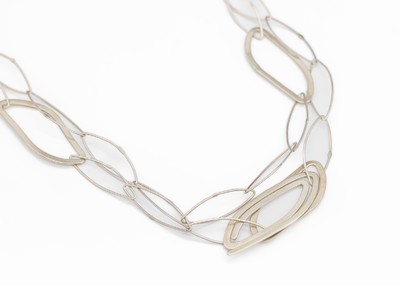 Designer Collier, 925er Silber, länglich ovale Glieder, überlang, L. ca. 200 cm