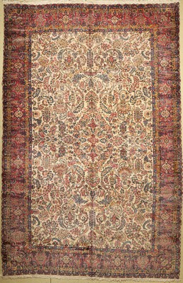 Kerman Lawar fein, Persien, um 1930, Wolle auf Baumwolle, ca. 460 x 310 cm, EHZ: 2(Fransen erneuert), kleine restaurierte Stelle.
