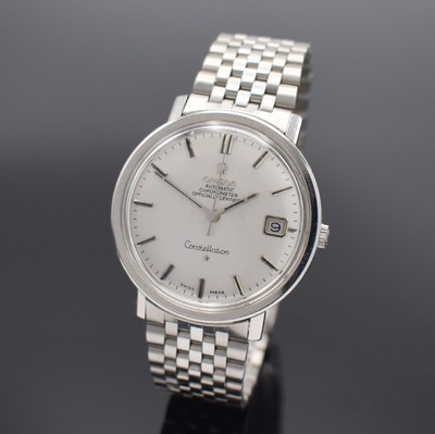 OMEGA Constellation Herrenarmbanduhr in Stahl, Schweiz um 1968, Automatik, Ref. 168.004, Boden m. Darst. Sternwarte verschr., orig. Stahlband m. ...