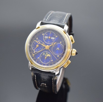 MAURICE LACROIX Herrenarmbanduhr mit Chronograph & Vollkalender Referenz 66412, Schweiz um 1994, Automatik, beids. vergl. Gehäuse in Edelstahl & ...