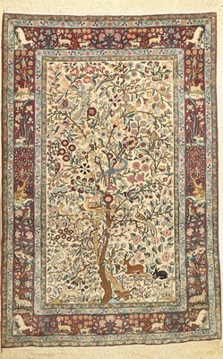 Antiker Esfahan fein, Persien, um 1910, Korkwolle, ca. 207 x 137 cm, EHZ:(nahezu in perfektem Zustand).