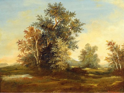 Richard Handler, geb. 1932, zeitgen. Traditionalist, Herbstliche Landschaft mit Baumgruppe, Öl/Holz, rechts unten signiert, ca. 27x35cm, R. ca. ...